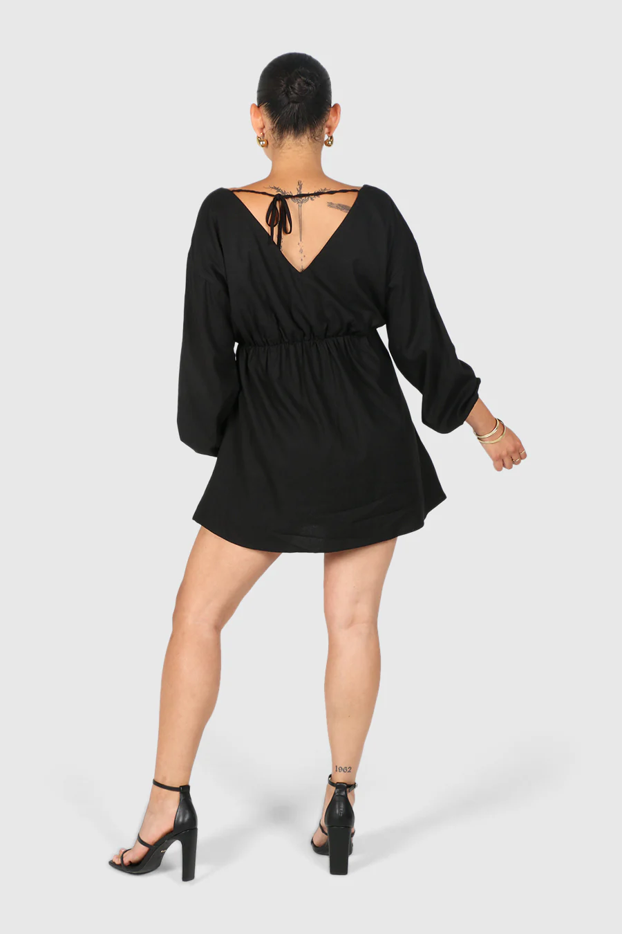 FREYA LINEN DRESS BLACK - Image 4