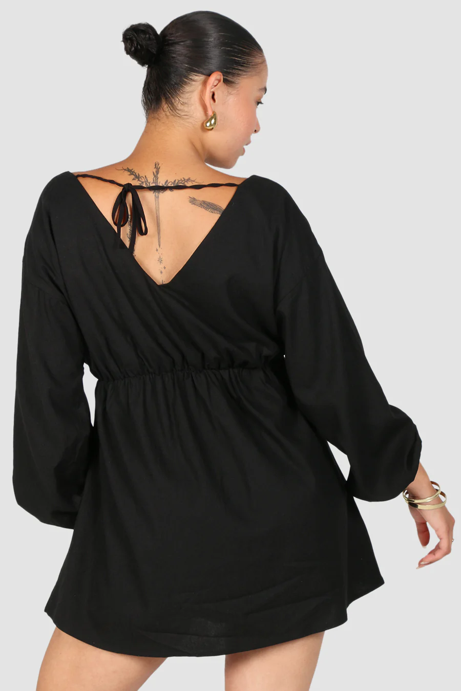 FREYA LINEN DRESS BLACK - Image 7
