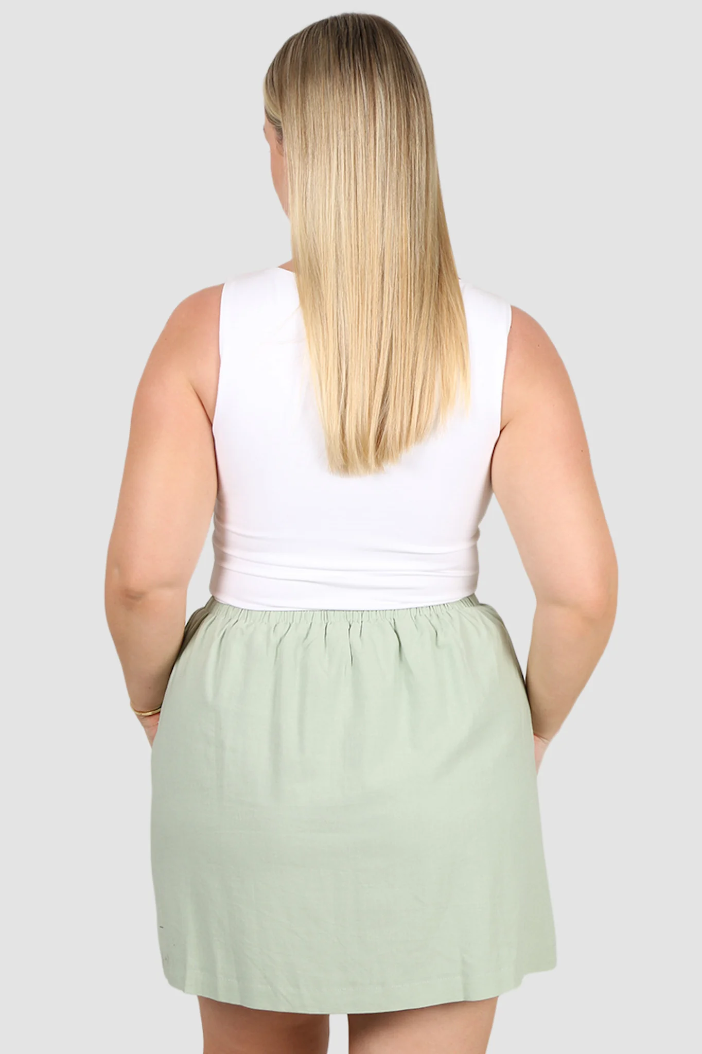 ZOLA LINEN SKIRT SOFT GREEN - Image 7